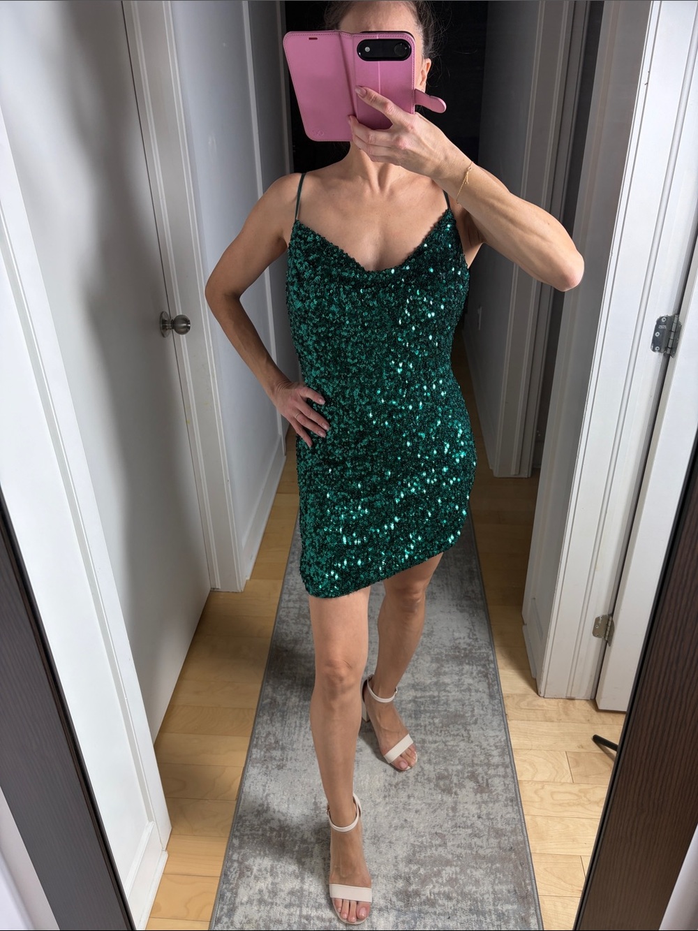 Dynamite Emerald Green Sequin Mini Dress